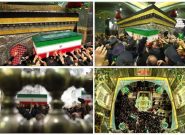 پیکر مطهر رهبر شهید انقلاب در رواق دارالذکر حرم مطهر رضوی آرام گرفت